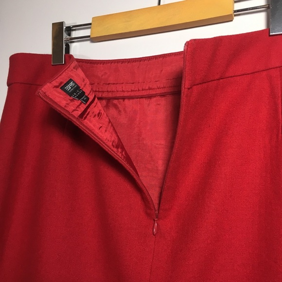 Esprit Deep Red Wool Blend Luxe Skirt - Picture 5 of 8
